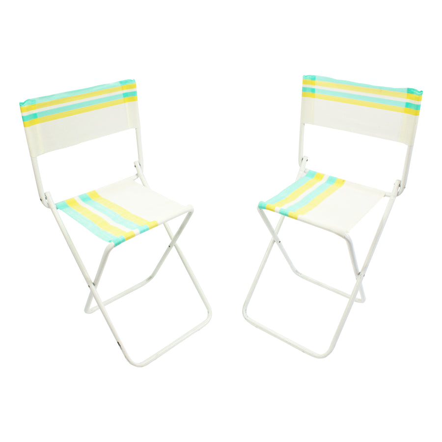 Folding Striped Mesh Chairs