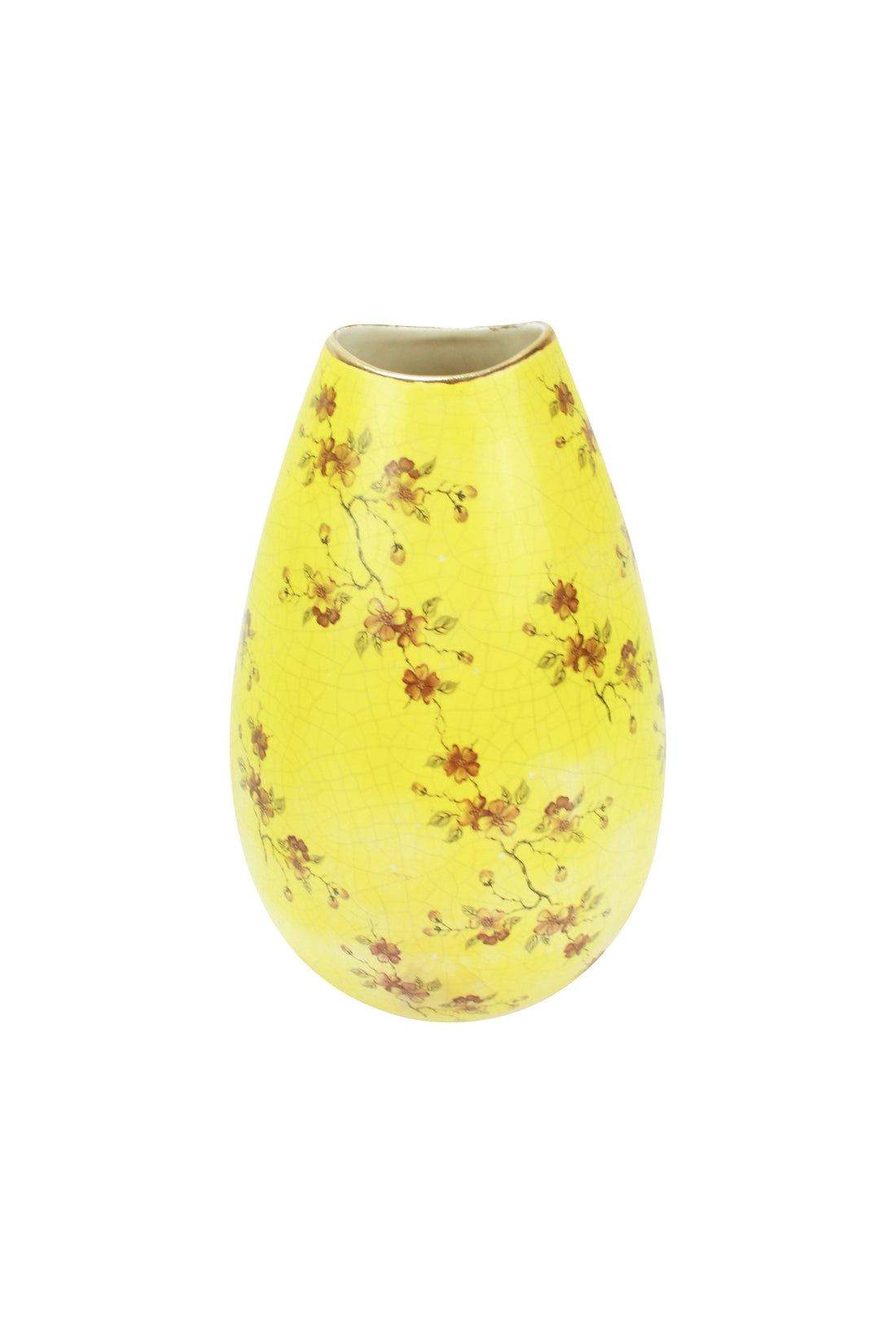 Yellow Crackled Vase