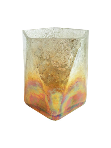 Iridescent Yellow Glass Vase