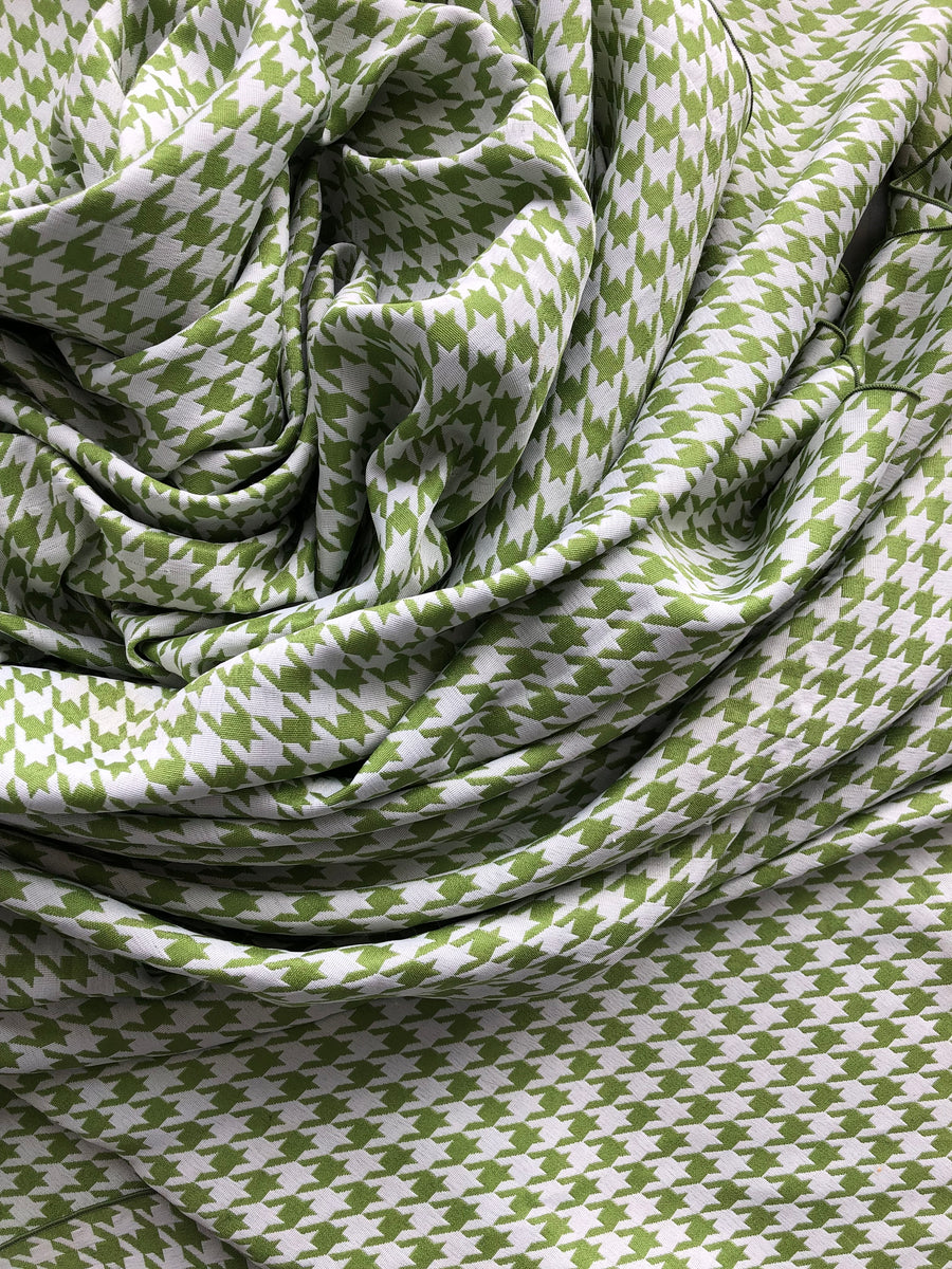 Green Houndstooth Plaid Tablecloth