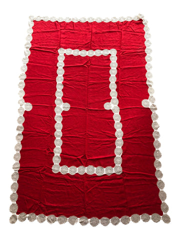 Red Crocheted Tablecloth