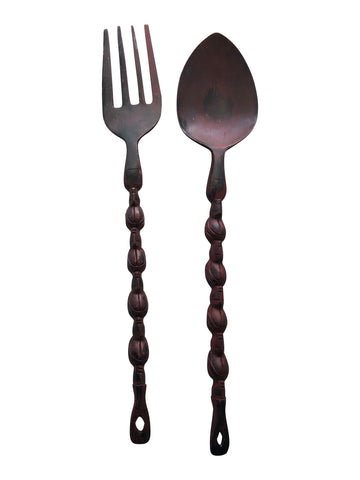 Wooden Primitive Fork + Spoon