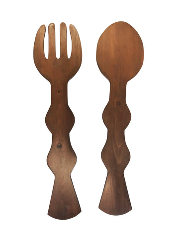 Wavy Wooden Fork + Spoon (Large)