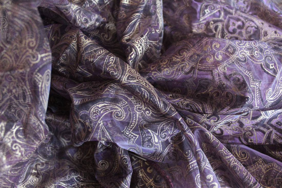 Sheer Purple Patterned Curtain